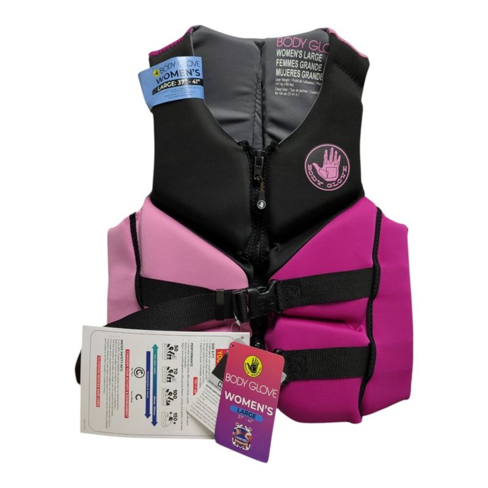 Body Glove Women's USCG Approved Segmented PFD Life Jacket, Pink/Black, L
